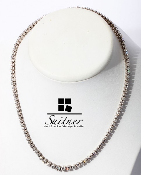 Luxus Rivieré Collier 8,17ct Brillanten VVSI 750 Weißgold Tennis Kette Wesselton Linien
