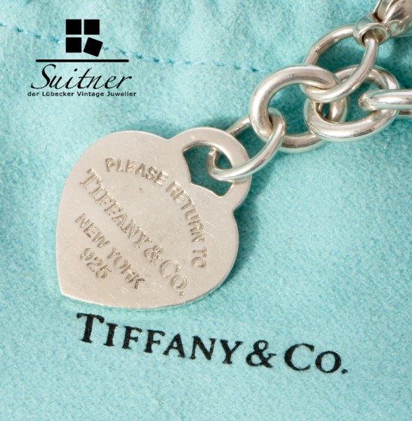 Tiffany & Co Armband 925 Silber Herzanhänger mit Box