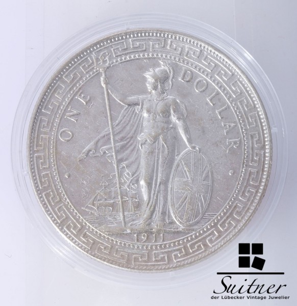 selten Großbritannien 1911 Silber Handelsdollar VZ Dollar Britannia
