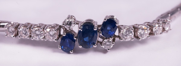 Vintage Luxus 2,40ct. Saphir Brillanten Armband 750 Weißgold Cornflower Blue