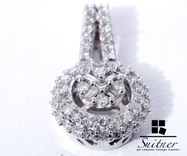 feiner Diamant Anhänger 585 Weißgold mit vielen Steinen