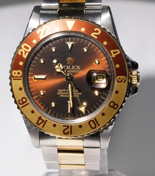 Rolex GMT Master 1675 Rootbeer Tigereye Stahl/Gold Nipple like new with Sticker ultra rare