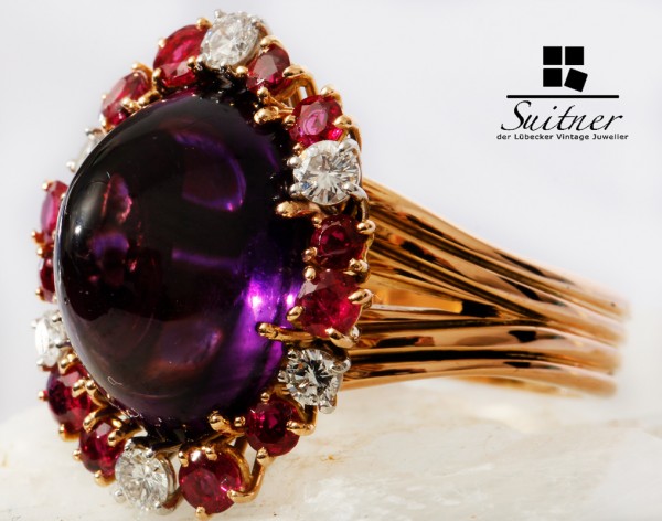 Juwelier WILM Ring mit Amethyst Rubin Brillant 750 Roségold Gr. 54,5 Gold Hamburg