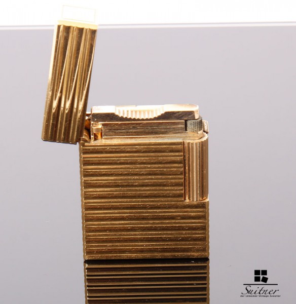 Dupont Feuerzeug Liniendekor - Ladies Damen Medium - Gold