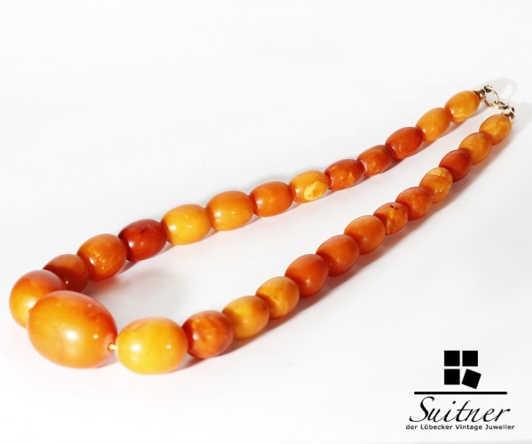 XXL Bernstein Butterscotch Kette real big Amber 61 Gramm Art Deco sehr groß