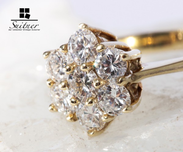 wertvoller Ring mit 7 Brillanten zus. 1,04ct., 585 Gold Gr. 56 vvsi