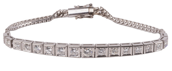 Art Deco Armband 2,10ct. Diamanten 585 Weißgold antiker Luxus um 1930