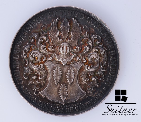 Selten Hamburg Bürgermeister Pfennig Wilh. Amsnick 1831 Silber VZ