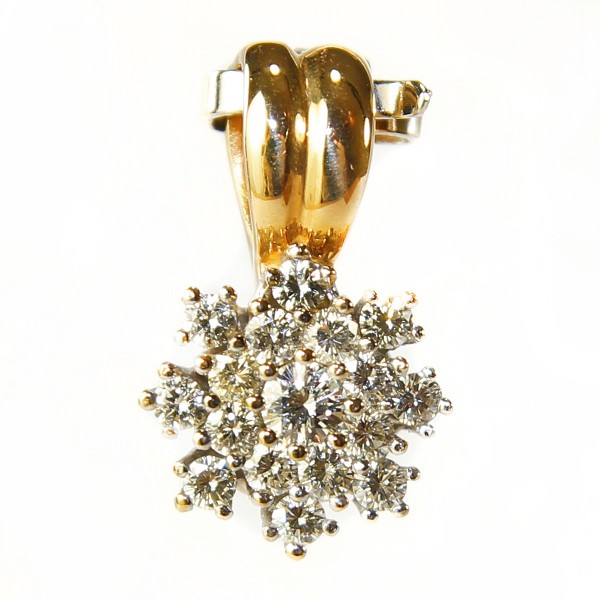 feiner 1,03ct Anhänger 585 Gold mit Brillanten lupenrein Pendant Schneeflocke