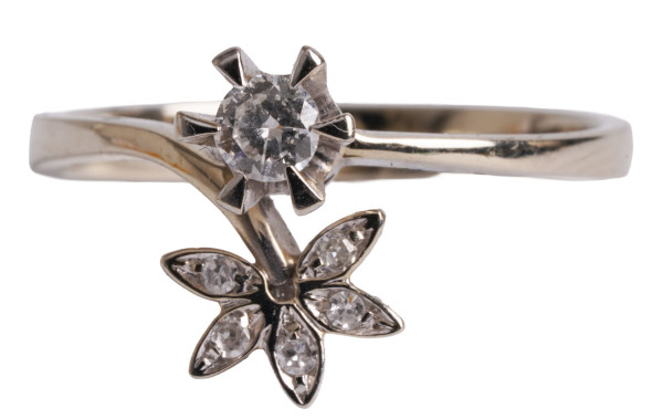 moderner floraler Brillant Ring aus 750 Weißgold Gold Blüten Romantik