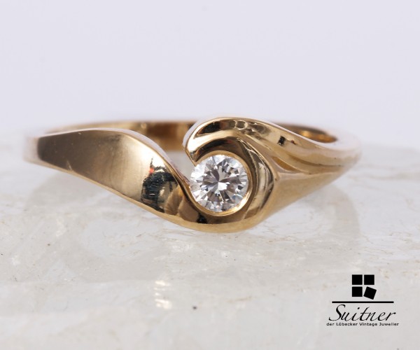 Moderner Brillant Ring 585 Gold 0,15 ct. Gr. 54