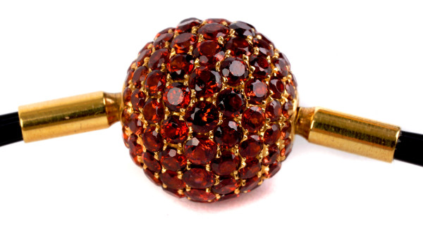 wertvolles Collier mit Kugel orangene Saphire 750 Gold Fancy Color Pavee