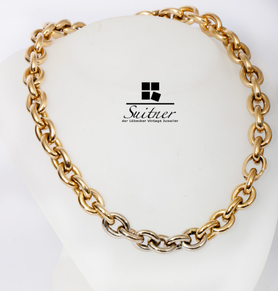 XL Design Collier 585 Weißgold Gelbgold Gold Glieder Ankerkette NP 13.950,-