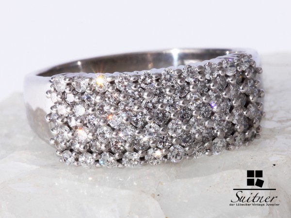 Ring 750 Weißgold Brillanten 1,40 ct. Gr 67 Wert 2000,- mit Expertise XL Ring VSI
