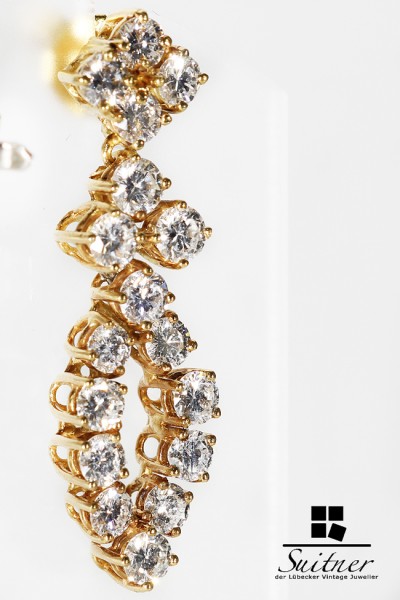 Paar Luxus Ohrhänger 34 Brillanten 3,20ct aus 585 Gold 8000,- Gutachten