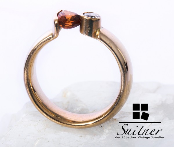 wertvoller Spannring mit Madeira Citrin und Brillant 585 Gold Gr. 53 Ring Design