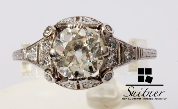 antiker 1,93ct. Diamant Ring aus 950 Platin Ring Altschliff Gr. 58,5 wertvoll