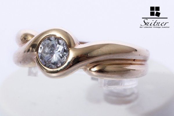 wertvoller Solitär Ring mit Brillant 0,59 ct. 585 Gold Gr. 53