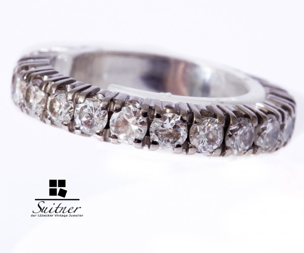 Memoire Ring Memory 22 Brillanten zus. über 1,50 ct. 585 WG Gr. 49 50