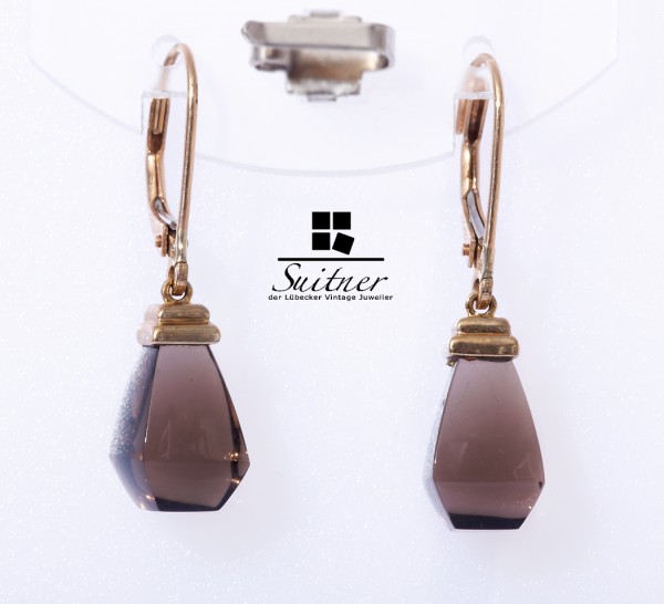 Rauchquarz Ohrringe 375 Gold extravagant