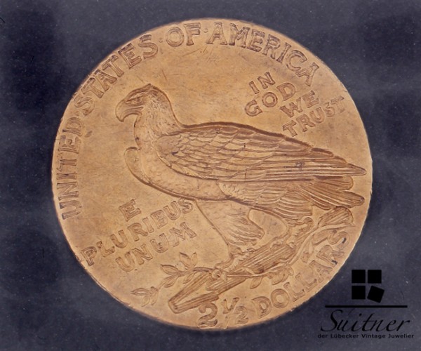2 1/2 Dollar - Goldmünze USA 1909 mit Zertifikat VZ-SS