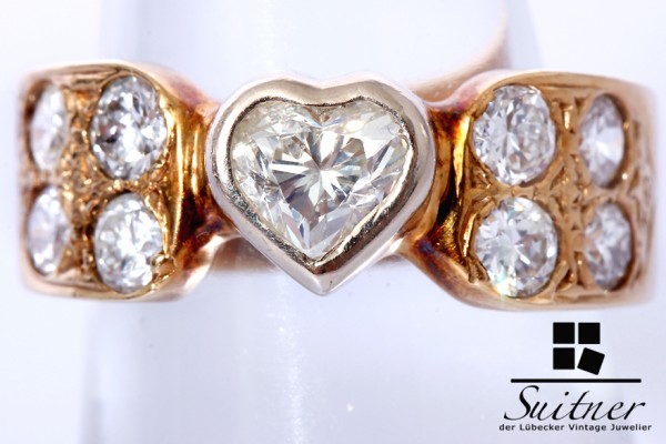 ca. 1,90ct. XL Herz Diamant Ring mit Brillanten 585 Gold Gr. 57