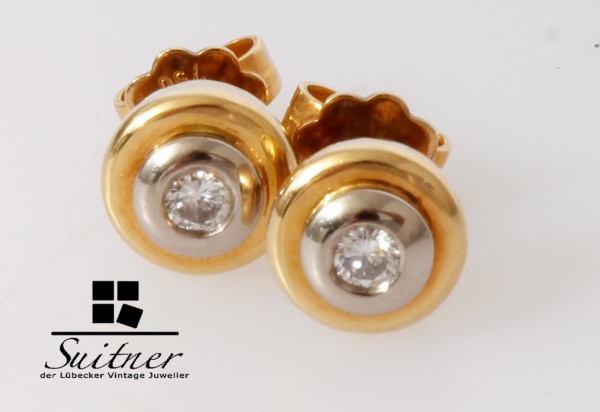 klassische Ohrstecker aus 750 Gold mit Brillanten - Stecker