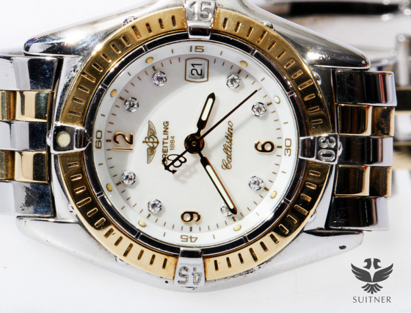 Breitling Callistino Stahl Gold MOP Diamanten Mother of Pearl Zifferblatt D52045 selten