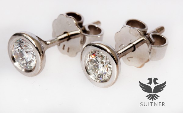Klassische Ohrstecker mit 0,60ct. Brillanten 750 Weißgold Wesselton / weiße Farbe