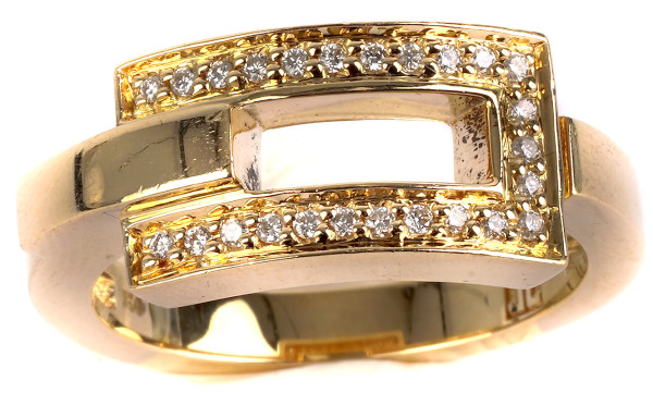 Jette Joop Ring mit 0,15ct Diamanten 750 Gold modernes Design Gr. 56