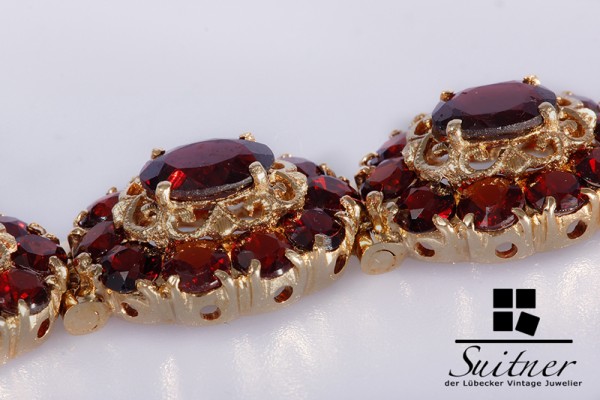 klassisches Granat Armband 585 Gold Böhmen Bohemia 29,6gr.