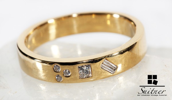 moderner Bandring 750 Gold mit vielen Diamanten Brillanten - Formen