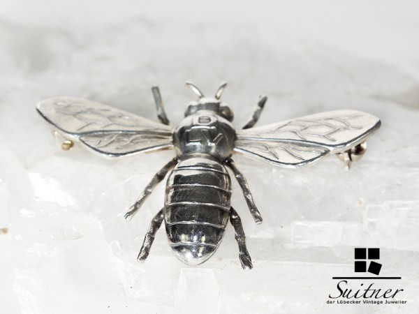 Silber Brosche DLV Frauen Fliege 835 Silber plastische Biene GreifenKunst