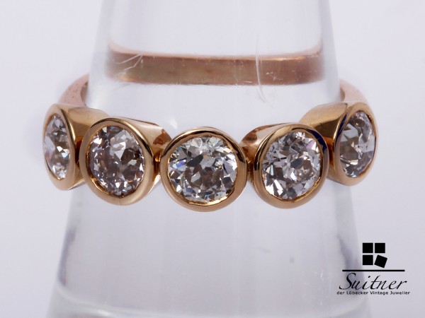 Alliance Ring 5 Diamanten zus. ca. 1,65 ct. 585 Gold Gr. 54