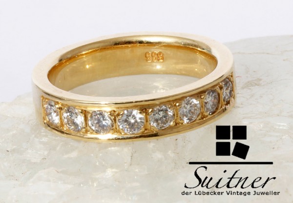 Brillant Memory Ring 585 Gold Gr. 53 Eternity Memorie Vorsteckring Luxus