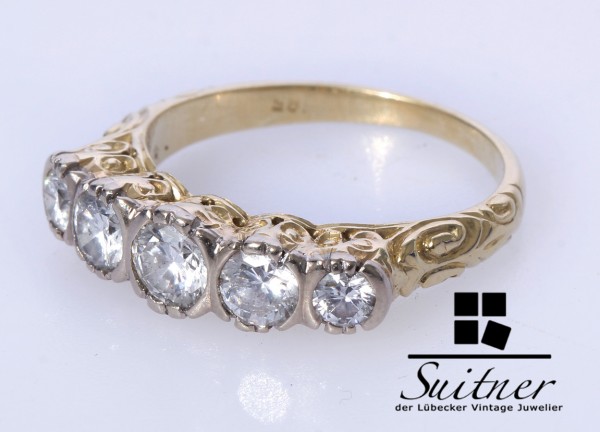 Antiker 1,28ct. Diamant Ring 585 Gold Gr. 52 Jugendstil Art Nouveau