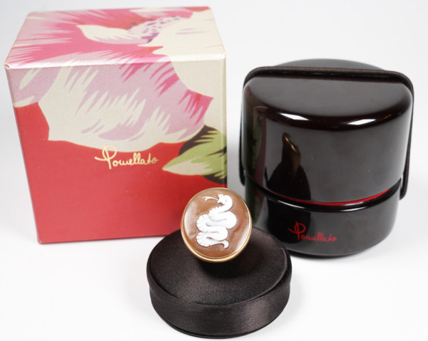 Pomellato Ring Eva Kamee Schlange 750 Roségold Gr. 53 selten Gemme 31,7g