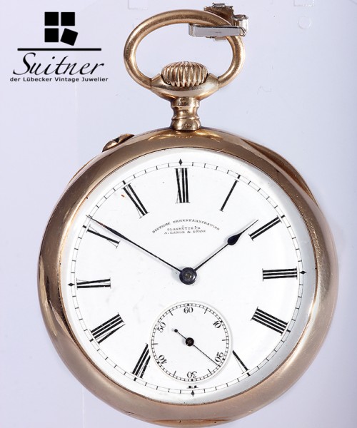 Lange und Söhne Taschenuhr 585 Gold - Open Face DUF Kaliber 43