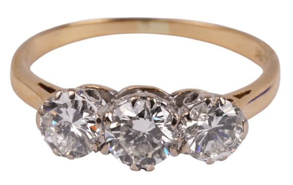 antiker Art Deco 1,35ct Vintage Brillant Ring 750 Gold und Platin Gr. 53