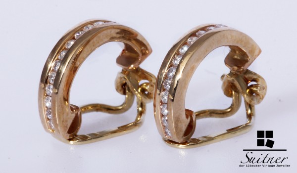 Ohrclips Halb-Creole mit je 12 Brillanten 585 Gold