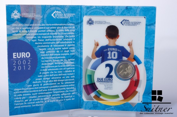 San Marino 2,- € 2012 R 10 Jahre Euro Originalverpackung Blister