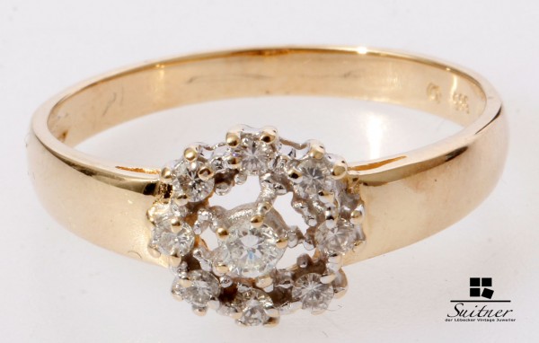 klassischer Entourage Brillant Ring aus 585 Gold RG 59