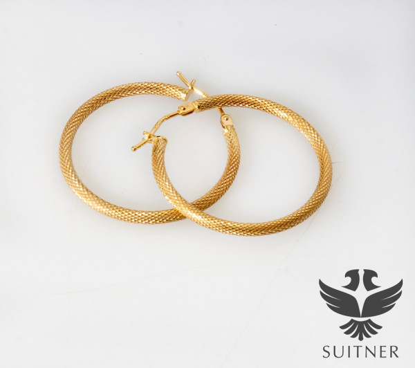 Ohrringe, Creolen, Schlangenoptik, 375er Gelbgold