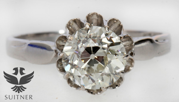 antiker 1,25ct. Diamant Ring des Art Deco mit großem Solitär aus 585 Weißgold