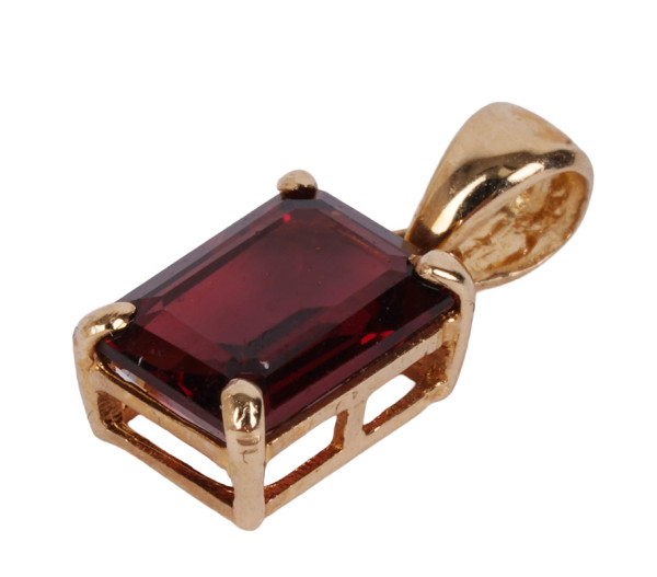 moderner Design 585 Gold Anhänger mit Rhodolith in Smaragd Cut