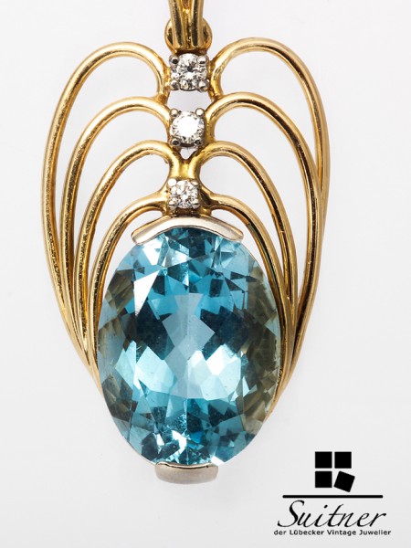 Anhänger Handarbeit Santa Maria Aquamarin ca. 8,00 ct. 750 Gold Brillanten