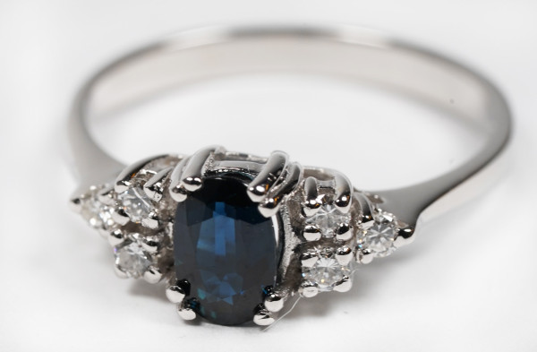 Vintage wunderschöner Saphir Brillant Ring aus 585 Weißgold Gr. 55 Klassiker