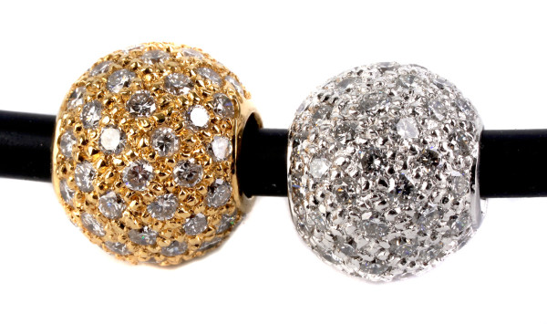 Design 2,00ct. Brillantkugeln Collier Kautschuk 750 Gold Weißgold 45cm Kugeln