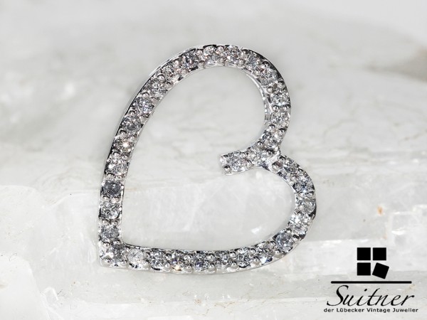 Brillant Herz mit 32 Diamanten Anhänger aus 585 Gold Romantik Pendant