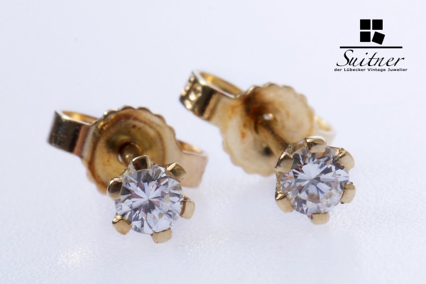 Solitär Ohrstecker 585 Gelbgold zus. ca. 0,16 ct